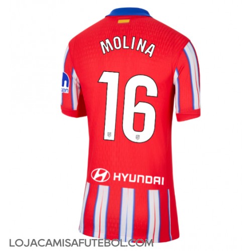 Camisa de Futebol Atletico Madrid Nahuel Molina #16 Equipamento Principal Mulheres 2024-25 Manga Curta